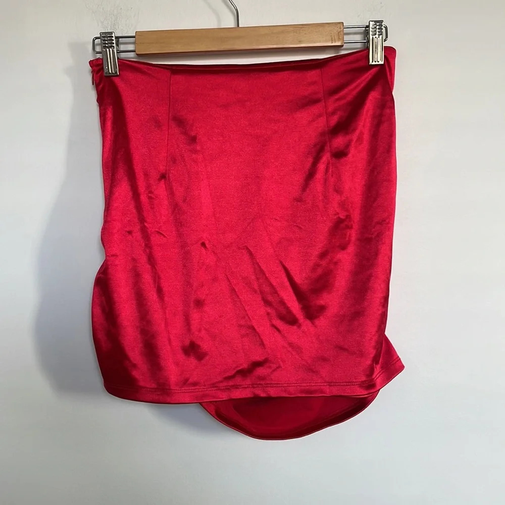 Red Silky Shein Skirt - Picture 2 of 2